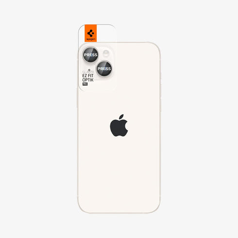 AGL07163 - iPhone 15 Pro / 15 Pro Max Optik Pro Lens Protector in natural titanium showing the device